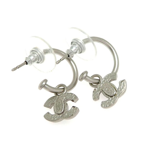 CHANEL Silver Logo Earrings - Picture 2 of 9